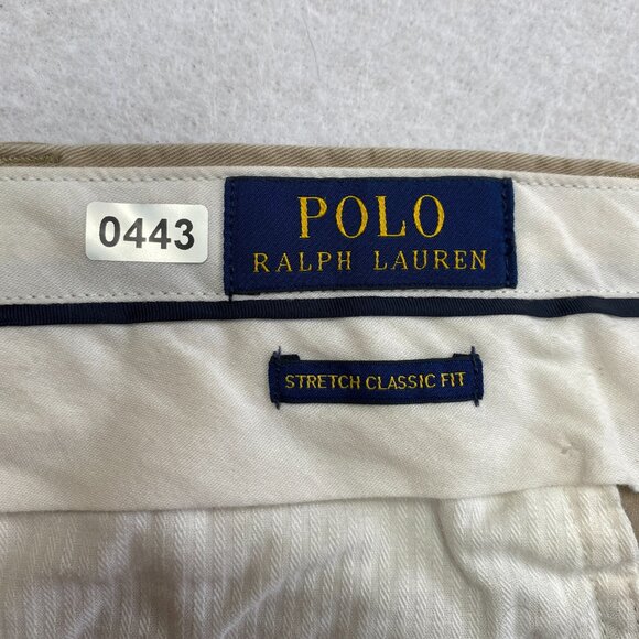 Polo Ralph Lauren Pants Men's 34 Tan Stretch Classic Actual Size 32 x 30.5 - Picture 2 of 8